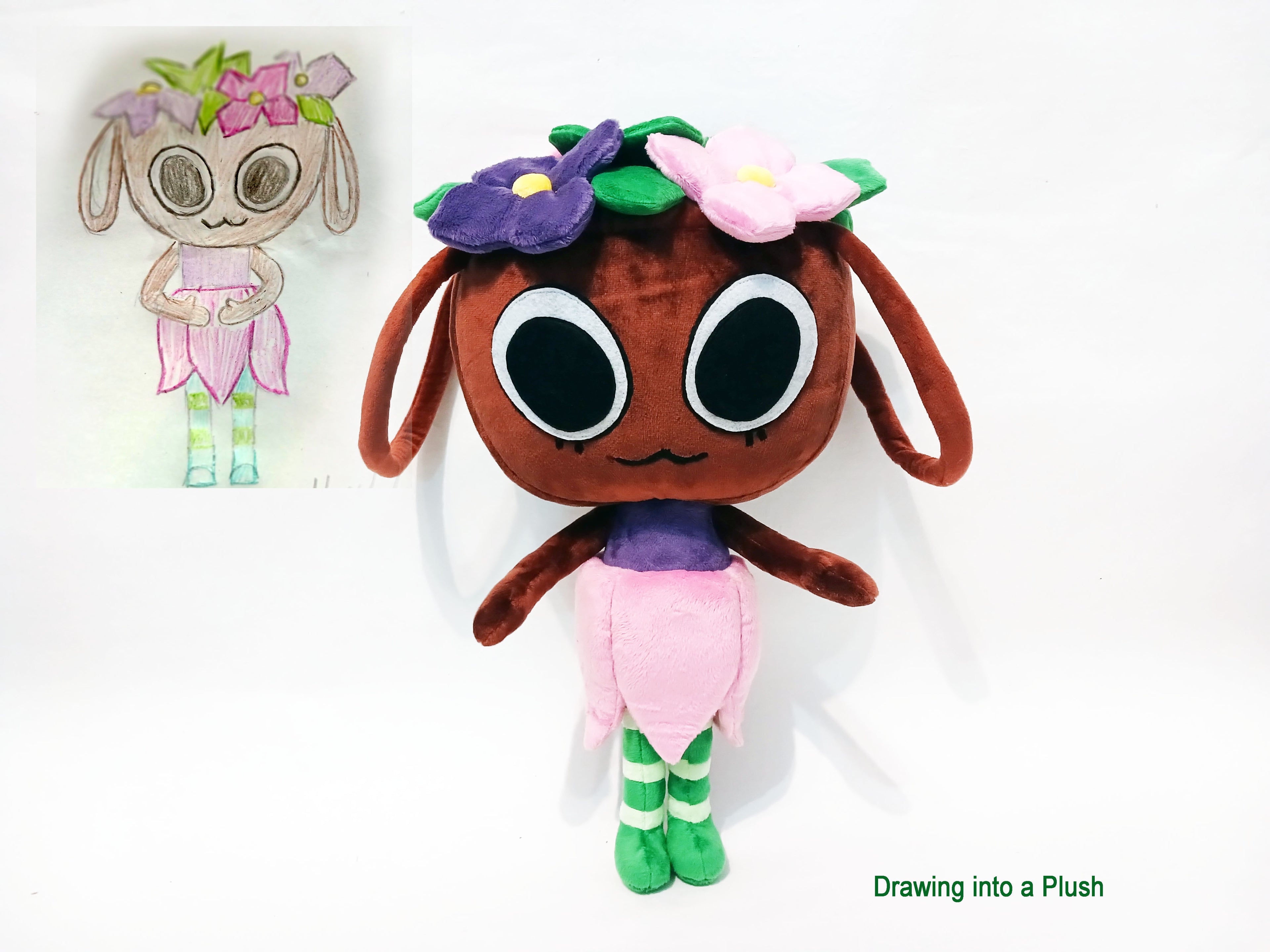 Custom plush from a drawing just like Bassie Dandys World, not offiicial, handmade to order