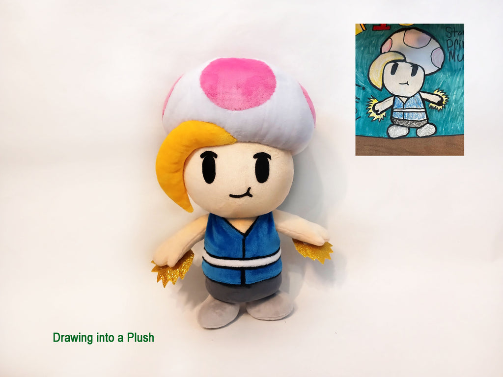 Custom plush from a drawing just like Prince Mush from Paper Mario not offiicial, handmade to order