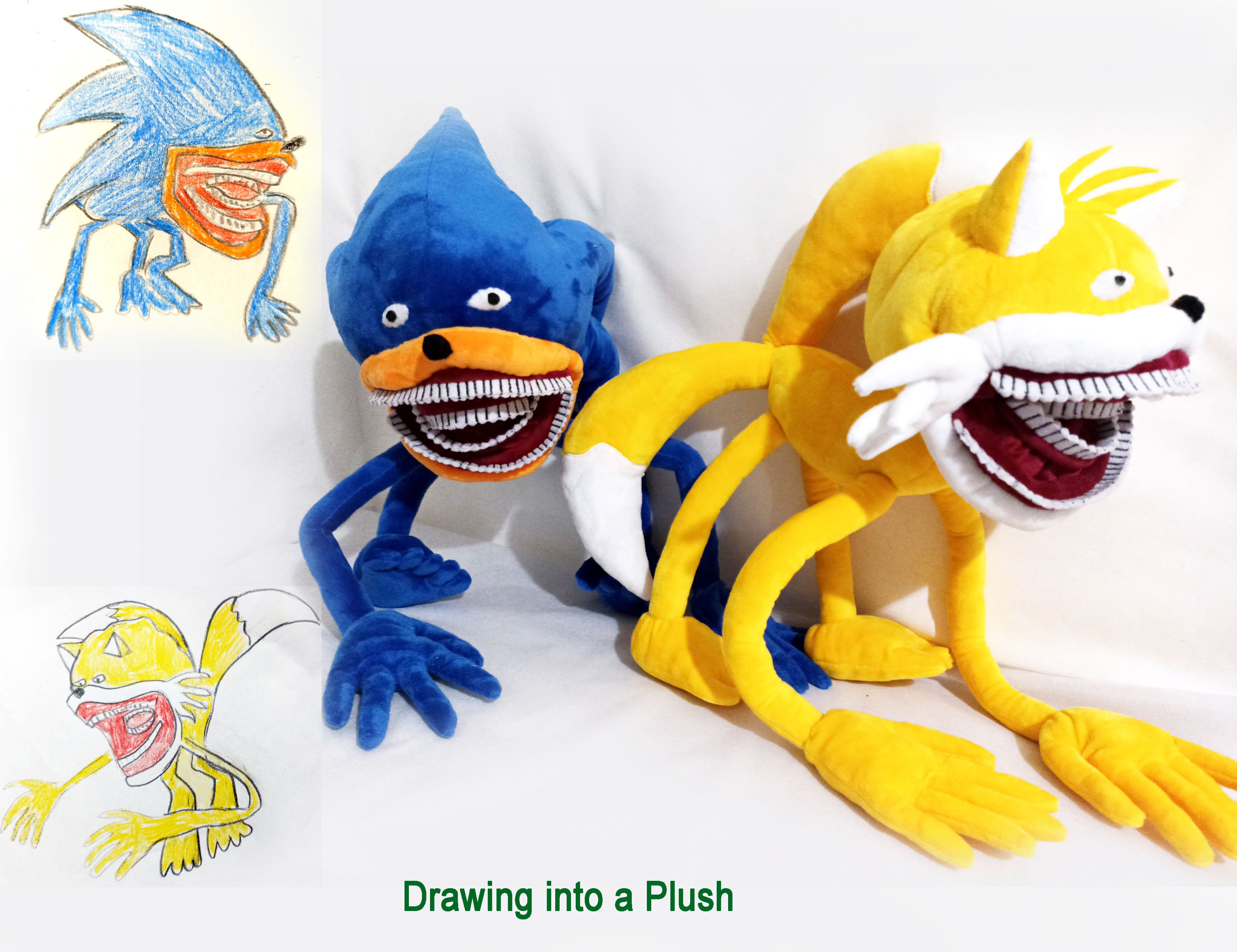 Custom plush from a drawing just like Shin Sonic Plush not offiicial, handmade to order