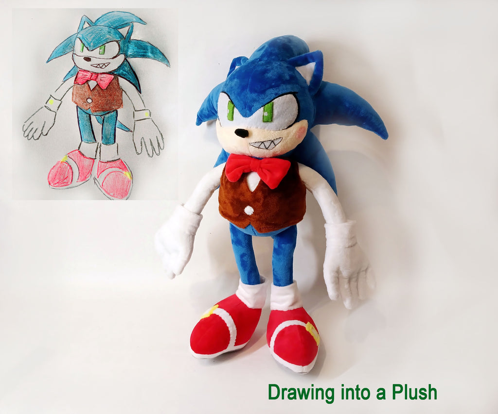 Custom plush from a drawing just like Sonic School House not offiicial, handmade to order
