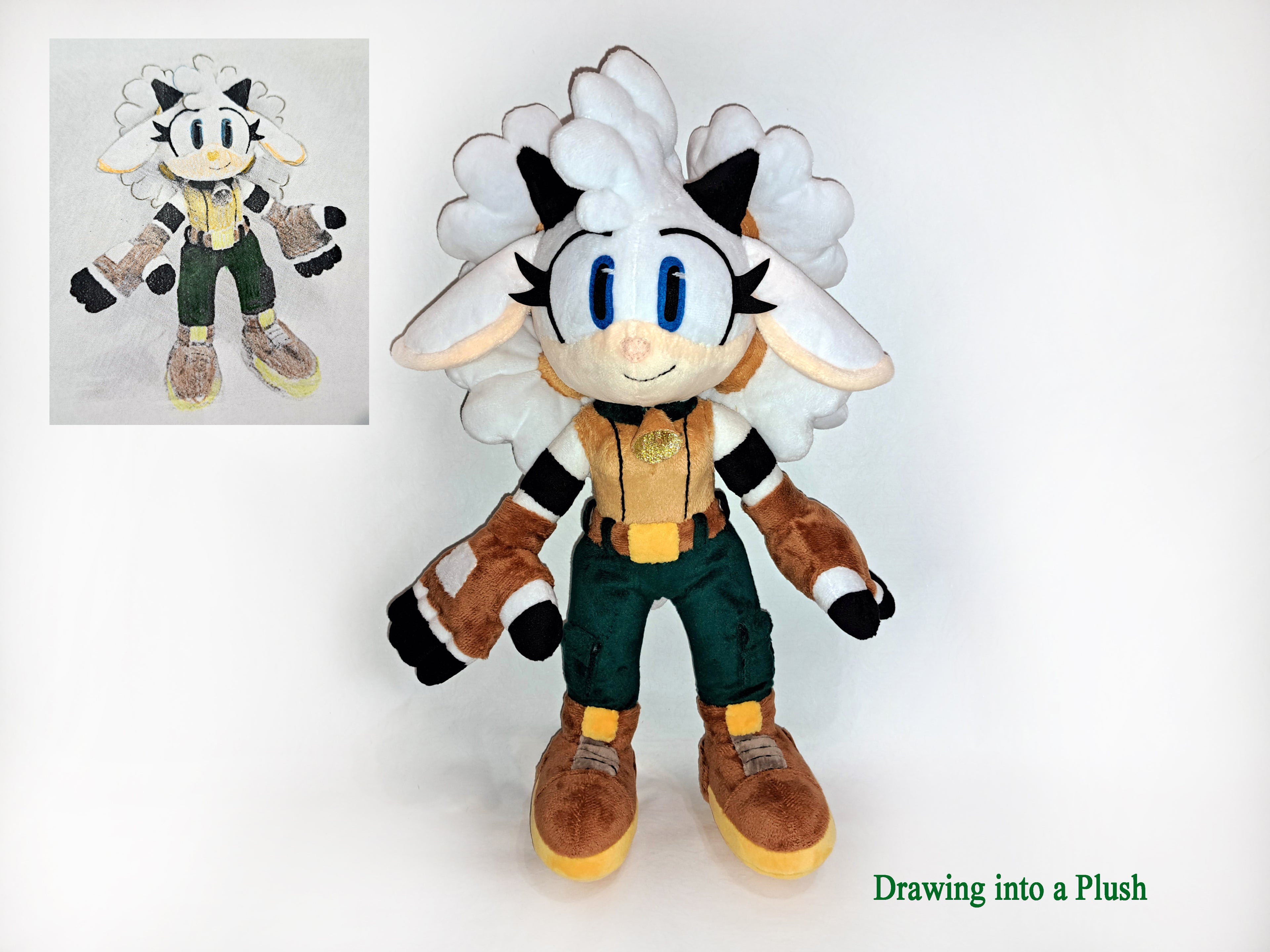 Custom plush from a drawing just like Sonik Lanolin the Sheep not offiicial, handmade to order