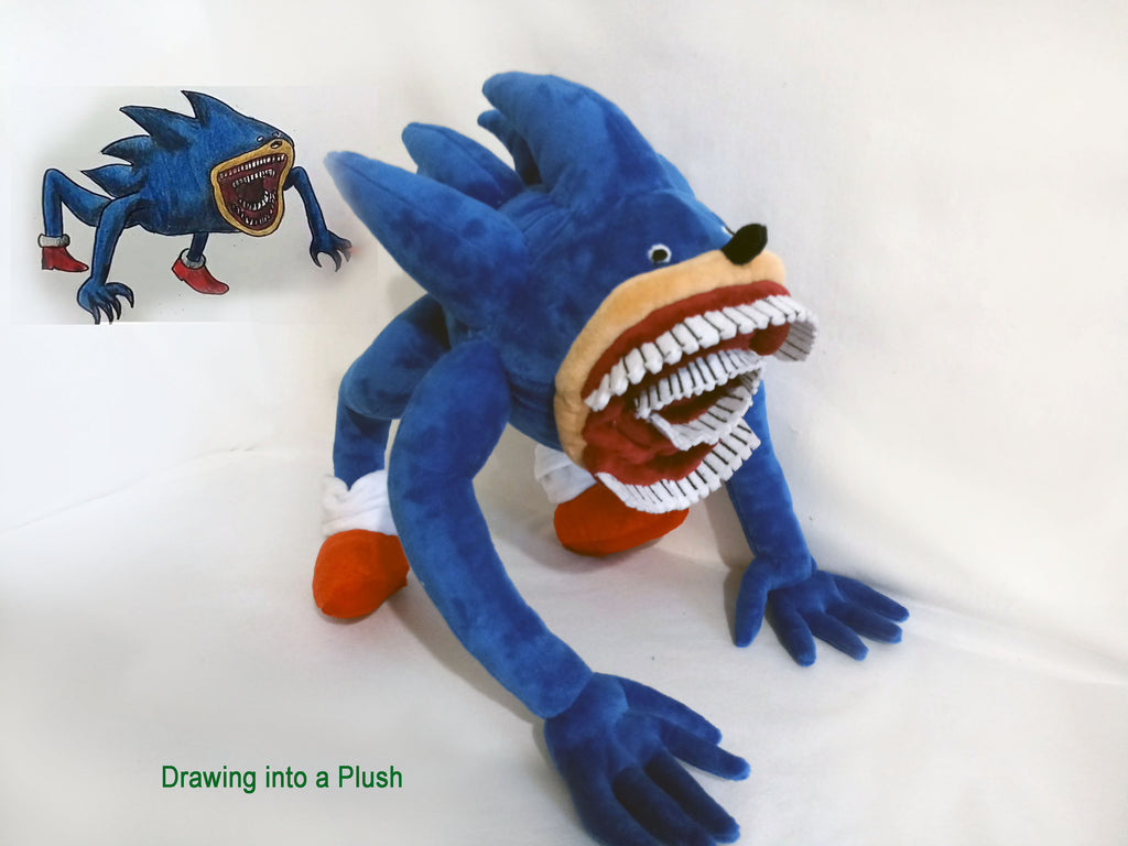 Scary Shark Shin Sonic Custom Plush not offiicial, handmade to order
