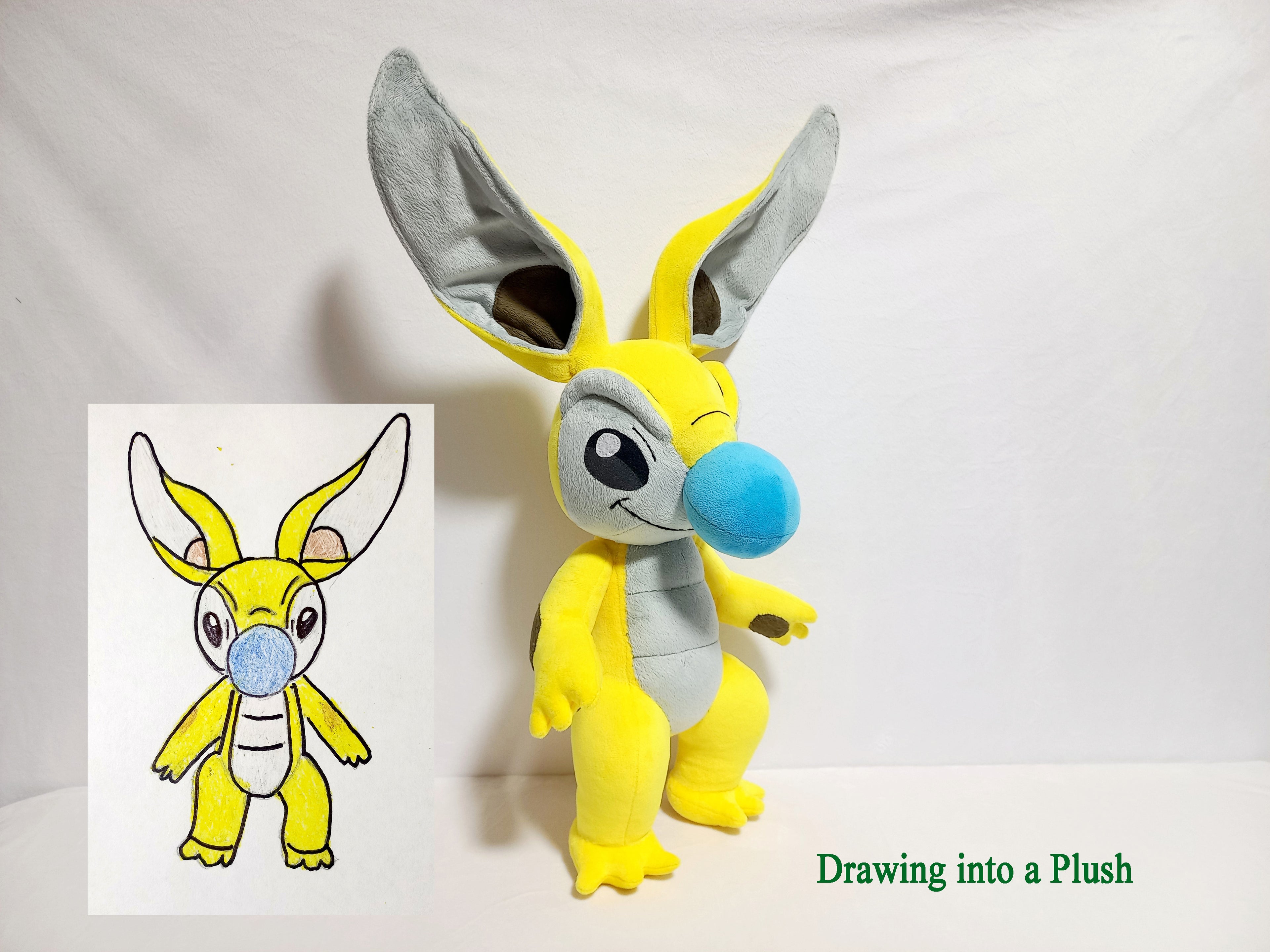 Custom plush from a drawing just like Kingpin Kilo and Stich not offiicial, handmade to order